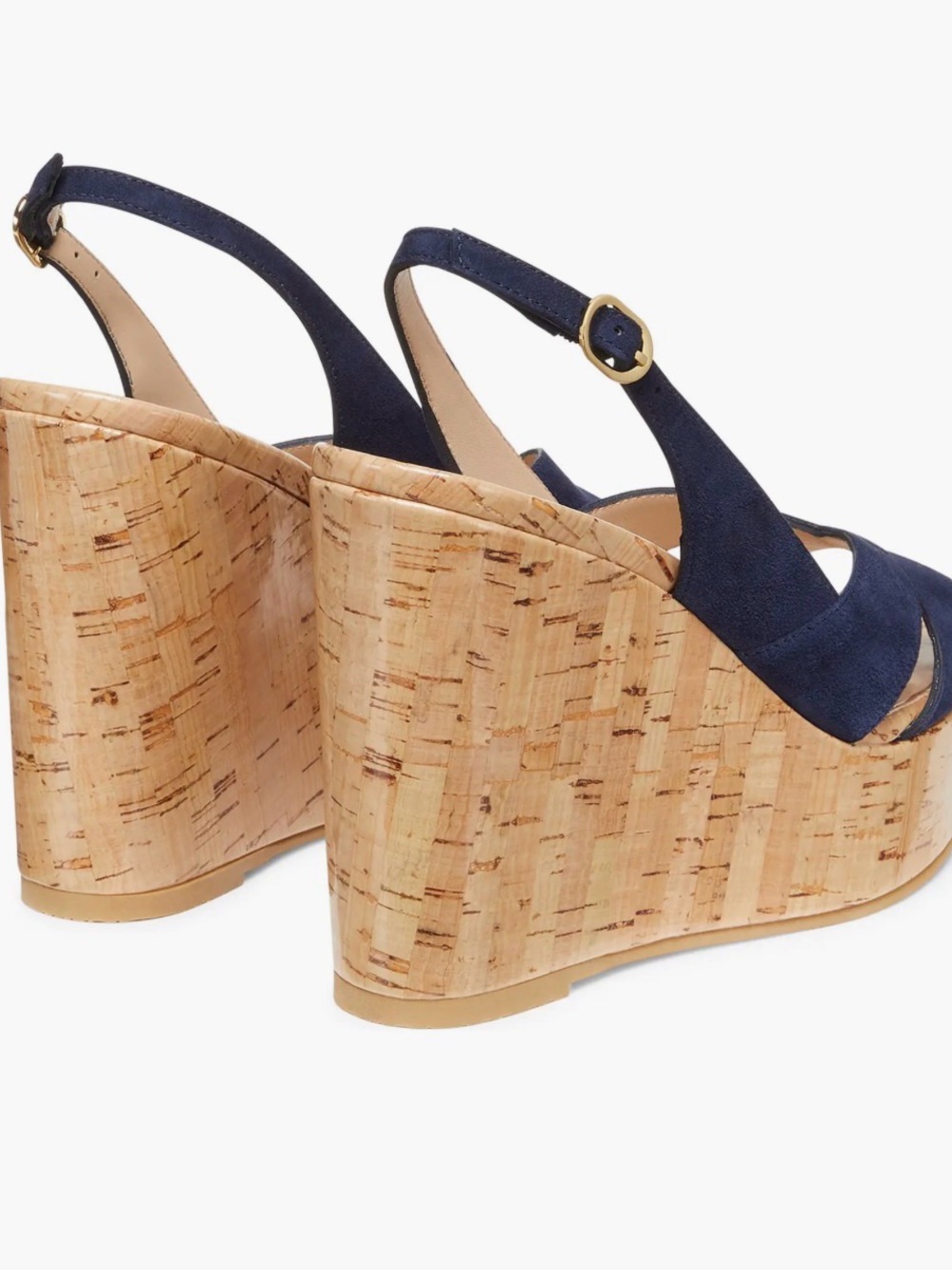 Stuart Weitzman Carmen Patent Cork Wedge  in navy - Picture 3 of 7